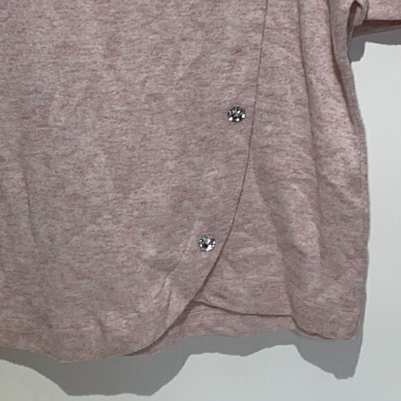 Adrienne Vittadini Women's Pink Keyhole Beaded Pullover Blouse Size Large - Picture 3 of 10